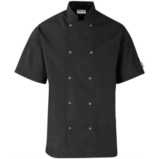 Unisex Short Sleeve Zest Chef Jacket Black Front
